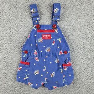 OshKosh B'Gosh Vestbak Bib‎ Romper Overalls Size 12M Blue Vintage 1980s